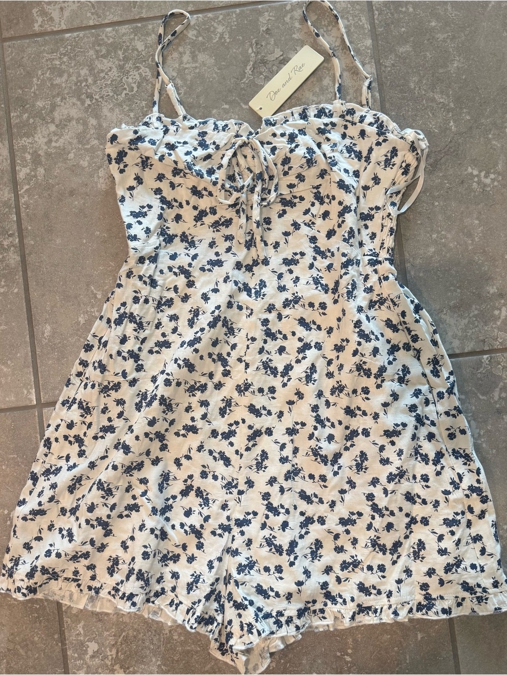 Blue Floral Tie-Front Romper -
